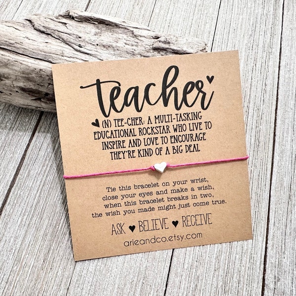 Teacher Wish Bracelet, Teacher Appreciation Gift, Teacher Gift, Teacher Bracelet, Preschool Teacher Gift