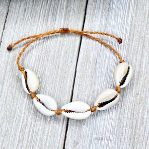 Cowrie Shell Waterproof Anklet Bracelets, Cowrie Waterproof Bracelets, Boho Bracelets, Waterproof Wax Cord, Anklet
