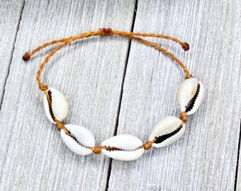 Cowrie Shell Waterproof Anklet Bracelets, Cowrie Waterproof Bracelets, Boho Bracelets, Waterproof Wax Cord, Anklet