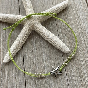 Starfish Waterproof Anklet Bracelets, Starfish Waterproof Bracelets, Boho Bracelets, Waterproof Wax Cord, Anklet