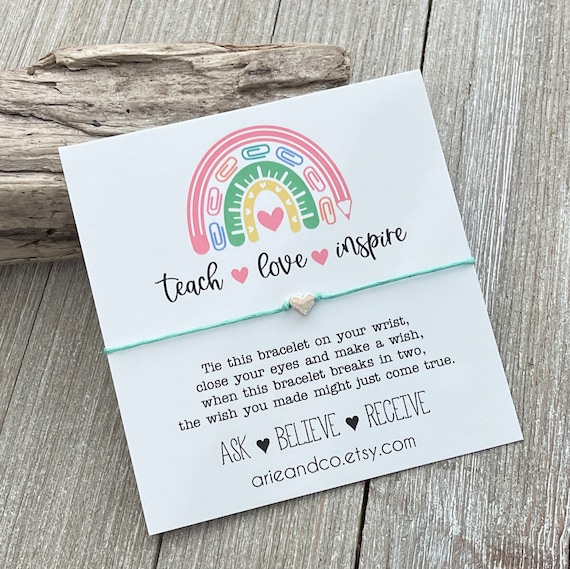 Teach Love Inspire Wish Bracelet, Teacher Appreciation Gift, Teacher Gift, Personalized Teacher Gift, Preschool Teacher Gift