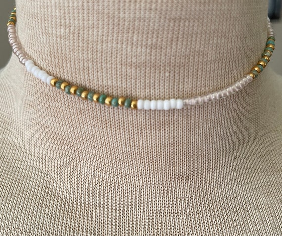Boho beaded choker necklace deals