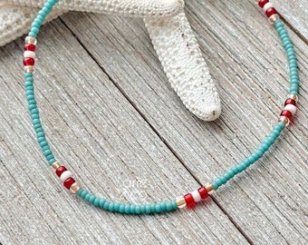 Dainty Teal Green Beads Anklet Bracelet, Minimalist and Dainty Anklet Bracelet, Beaded Stretch Anklet Bracelet