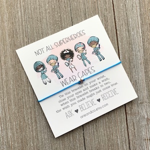 Nurse Wish Bracelet: Superhero Gift, Inspirational Charm