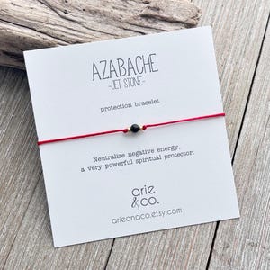 Dainty Azabache Red String Bracelet, Genuine Jet Stone, Protection Gift