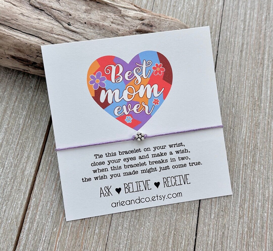 Best Mom Ever Wish Bracelet, Gift for Mom, Mothers Day Gift Card - Etsy