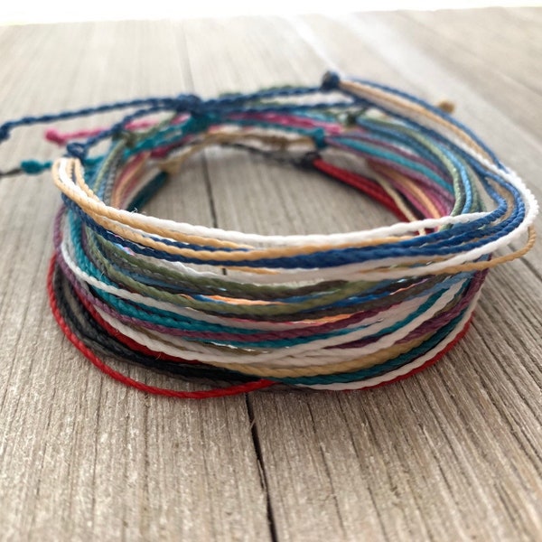 Surfer Multi Strand Waterproof Bracelets or Anklet, Boho Bracelets, Waterproof Wax Cord Bracelets, Stacking Bracelets, Friendship Bracelets