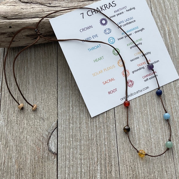 7 Chakra Necklace, Crystal Necklace, Yoga Jewelry, Meditation Gift, Healing Chakra Crystal, Spiritual Gift, Natural Gemstone Necklace