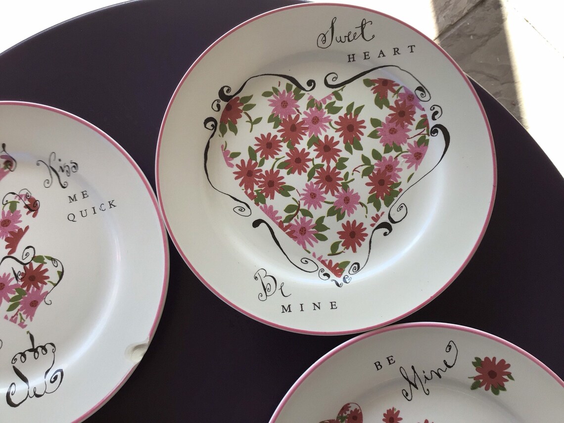 Cute Rosanna 8 Valentines Day Salad Dessert Plates. Set of Etsy