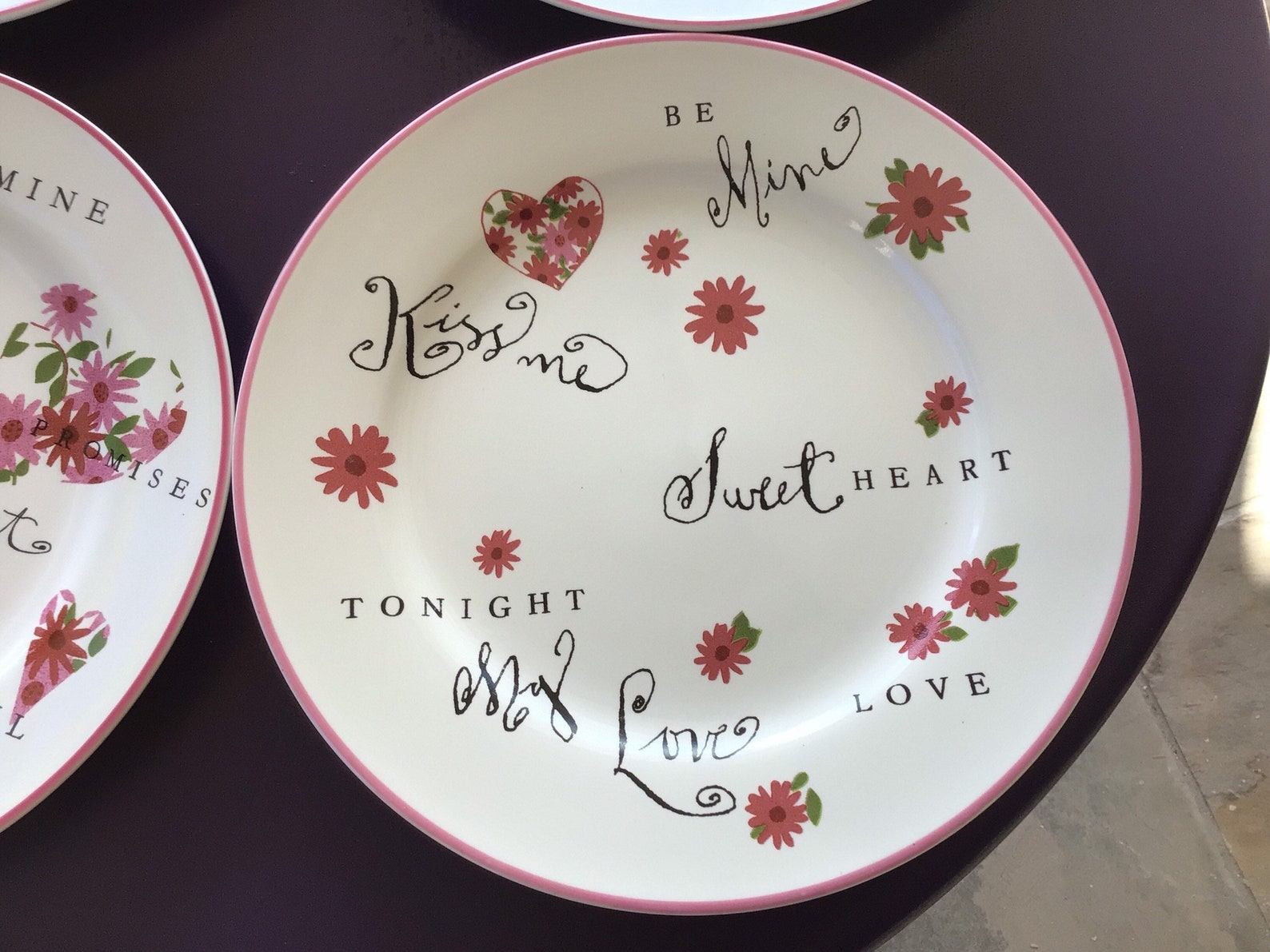 Cute Rosanna 8 Valentines Day Salad Dessert Plates. Set of | Etsy