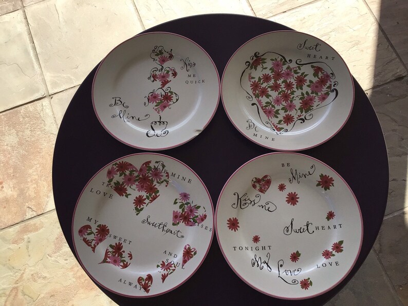 Cute Rosanna 8 Valentines Day Salad Dessert Plates. Set of Etsy