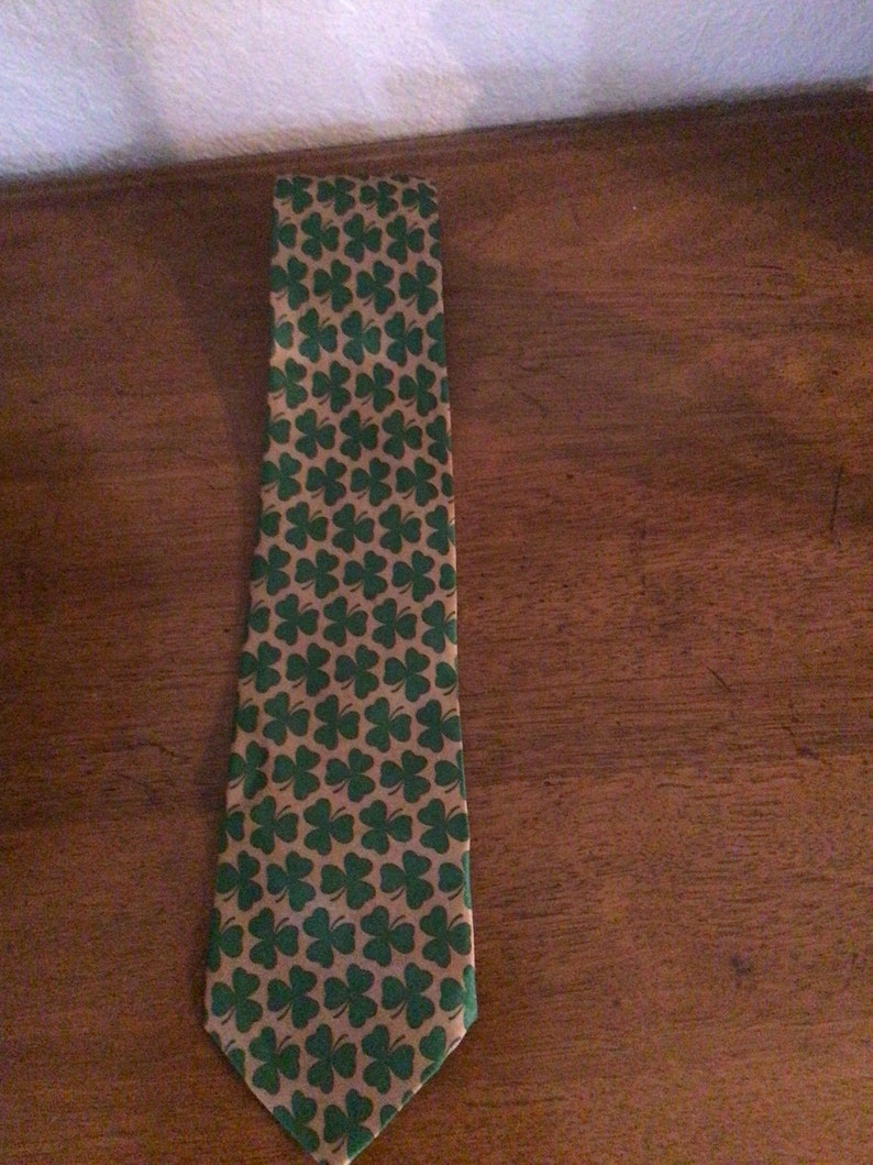 Patrick Day Gold and Green. 3 Leaf Clover Neck Tie *Three Leaf Irish Pride St