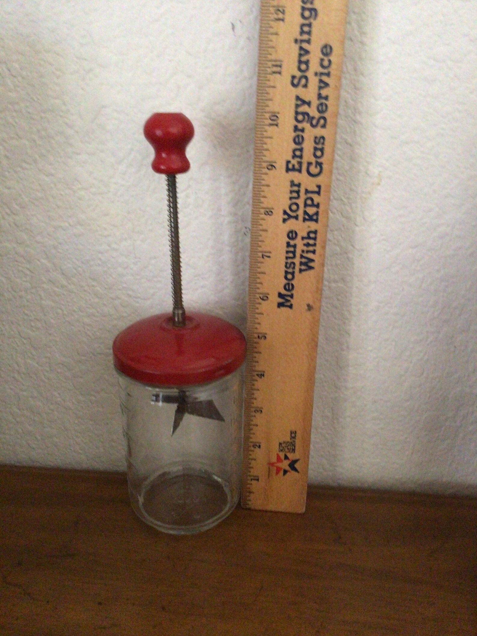 Vintage Hazel Atlas Hand Food Nut Chopper Glass Jar Red Wood Etsy