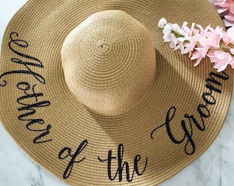 Mother of the Groom Gift, Mother of the Bride Gift, Floppy Beach Hat, Sun Hat, Custom Personalized Floppy Hat, Garden Party Hat, MANY COLORS