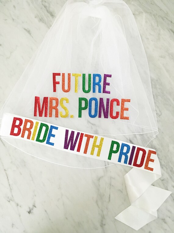 Lgtbq Veil And Sash Bride With Pride Groom With Pride Gay Etsy