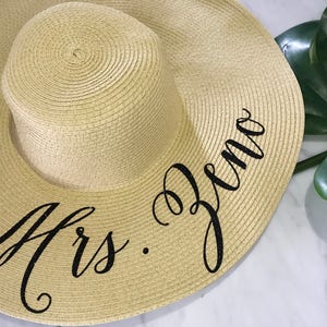 Floppy Beach Hat, Floppy Sun Hat, Bride Hat, Custom Personalized Floppy Hat, Beach Bride, Just Married Hat, Honeymoon Must Have, MANY COLORS image 4
