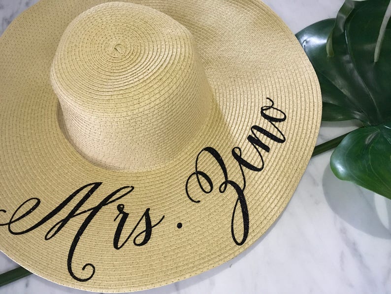 Floppy Beach Hat, Rose All Day, Floppy Sun Hat, Bride Hat, Custom Personalized Floppy Hat, Beach Bride, Just Married, Honeymoon Must Have image 5