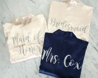 Bridesmaid robes, Bridesmaid gift, Maid of Honor robe, Mrs. robe, bridal robe, bridal party robes, wedding shower gift