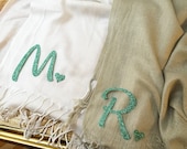 bridesmaids shawl, glitter monogrammed wedding gift, bridal shower gift, wedding day shawl, great for wedding photos, wedding keepsake