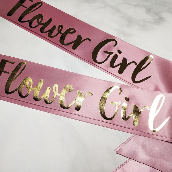 Flower Girl Sash, Bridal Shower Sash, Girls Birthday Sash, Big Sister Sash, Personalize Any Way - MANY COLORS