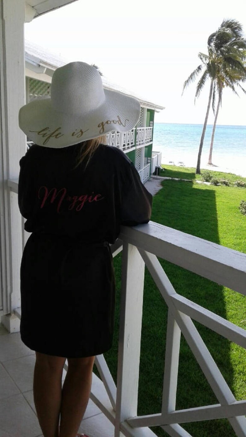 Floppy Beach Hat, Rose All Day, Floppy Sun Hat, Bride Hat, Custom Personalized Floppy Hat, Beach Bride, Just Married, Honeymoon Must Have image 10