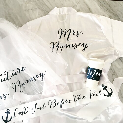 Nautical Bachelorette Sash and Veil Set Bachelorette Veil Etsy