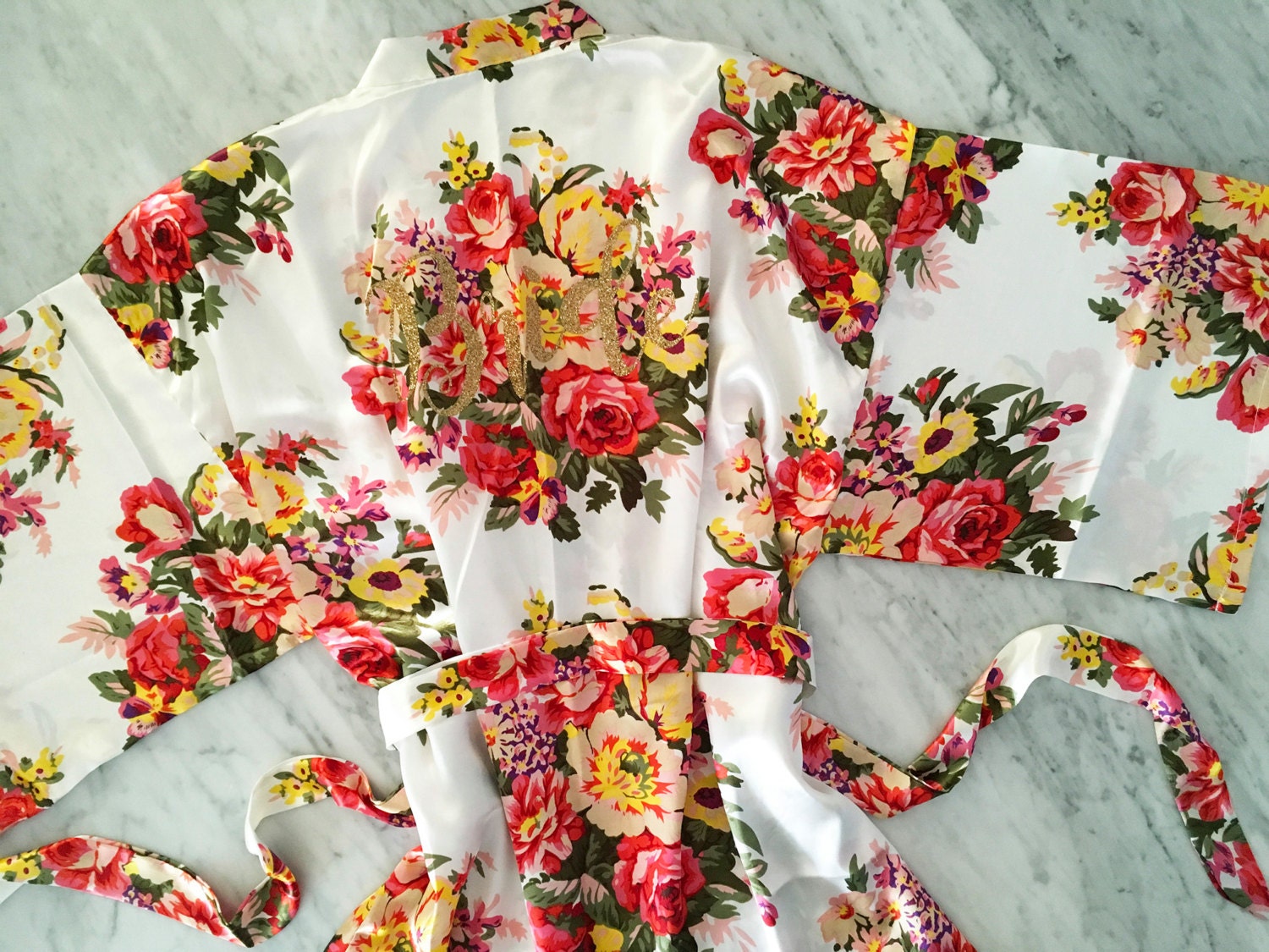 Floral Robes Bridesmaids Robes Personalized With Gold Etsy Canada