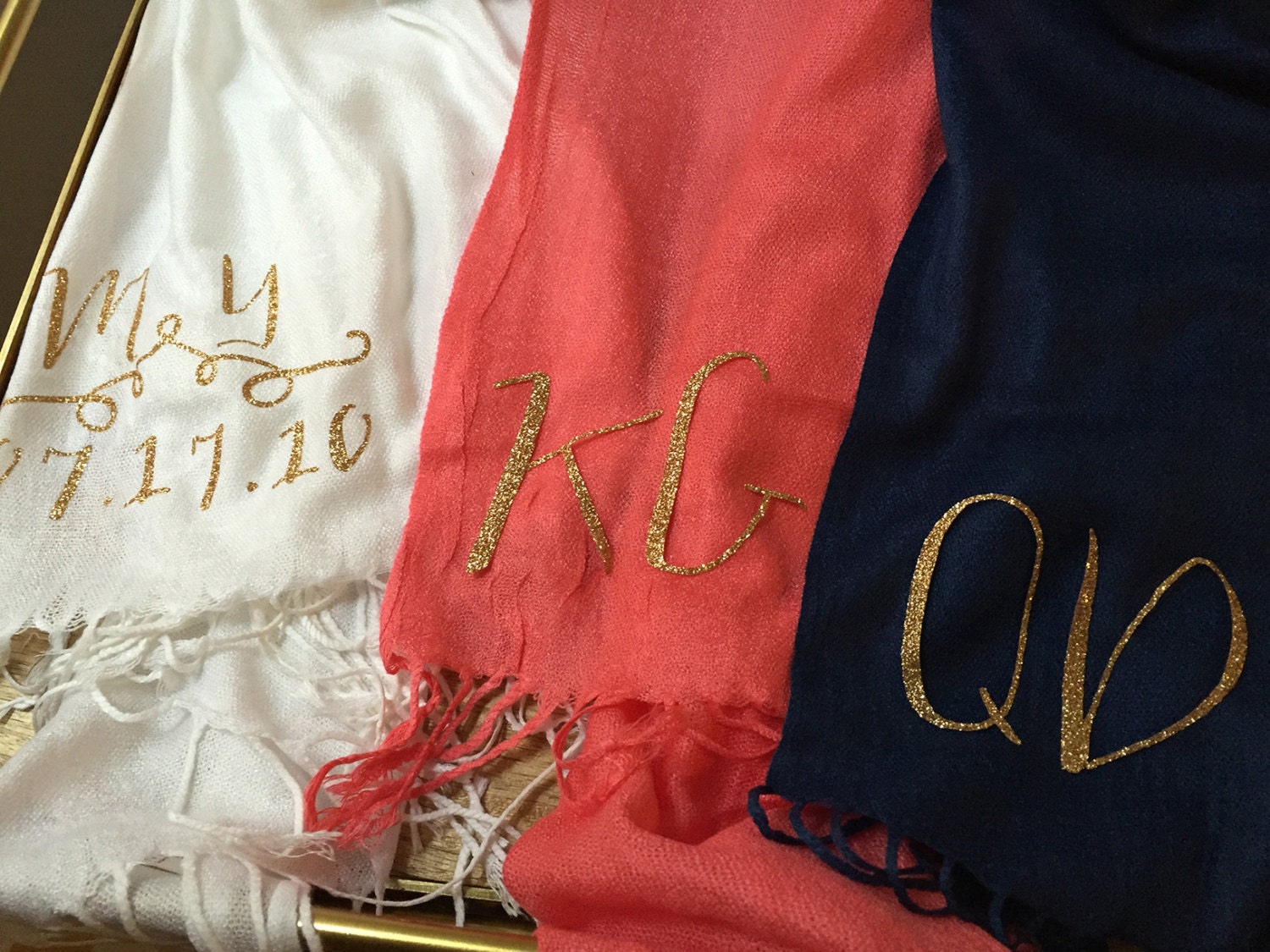 Pink and Gold Glitter Bridesmaid Gift Glitter Monogrammed Etsy