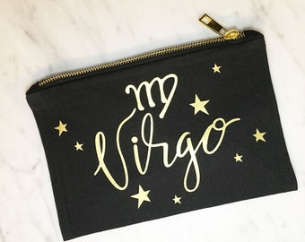 Virgo Makeup Bag, Horoscope Makeup Bag, Zodiac Gift, Holiday Hostess Gift, Birthday Gift, Virgo Gift, Libra Gift, Scorpio Gift,