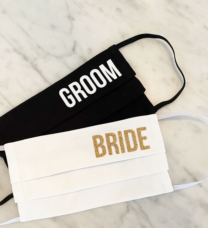 Bride Fabric Face Mask, Groom Fabric Face Mask, Bridesmaid Fabri Bride Fabric Face Mask, Groom Fabric Face Mask, Bridesmaid Fabri