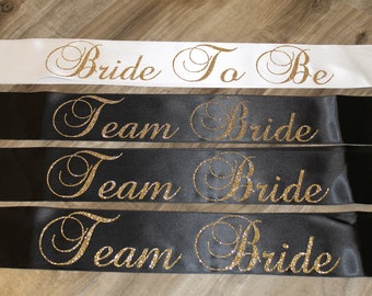 Bachelorette sash, bridal shower sash, bridal party sash, bride to be sash,  bridesmaid sash, hens night sash, team bride sash, set of 4