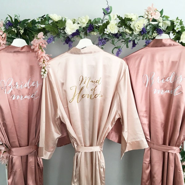 Bridesmaid robes, Maid of Honor Robe, Set of, Blush, Rose Gold, Mauve, Dusty Rose, Vintage Pink Wedding, Bridal Party Robes, MANY COLORS