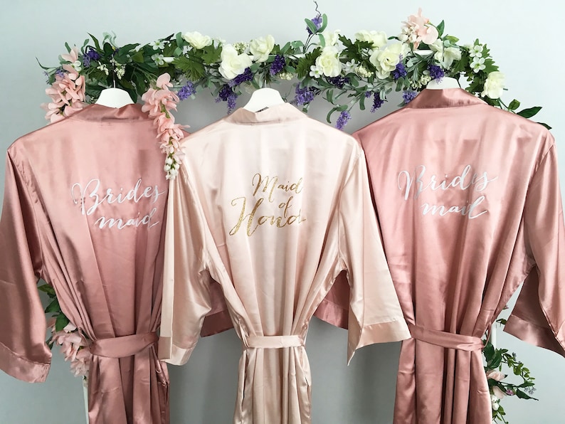 Bridesmaid robes, Maid of Honor Robe, Set of, Blush, Rose Gold, Mauve, Dusty Rose, Vintage Pink Wedding, Bridal Party Robes, MANY COLORS 