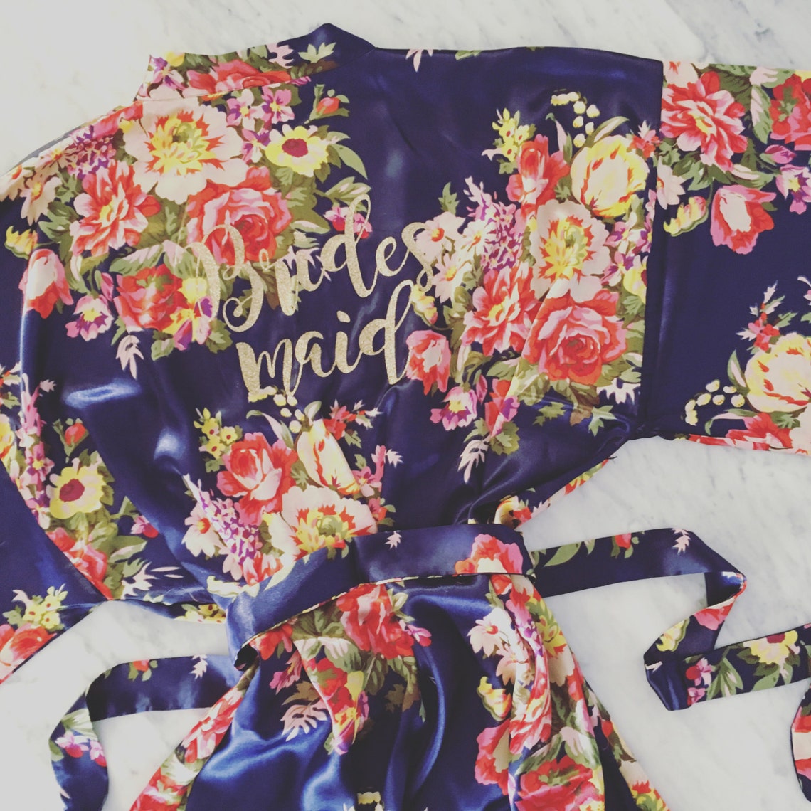 Floral Robes Bridesmaids Robes Personalized With Gold Etsy Canada
