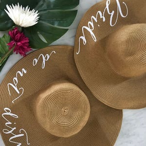 Floppy Beach Hat, Floppy Sun Hat, Bride Hat, Custom Personalized Floppy Hat, Beach Bride, Just Married Hat, Honeymoon Must Have, MANY COLORS image 7