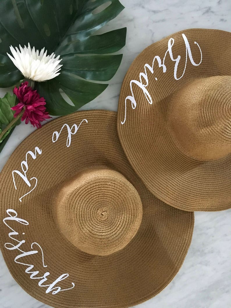 Floppy Beach Hat, Rose All Day, Floppy Sun Hat, Bride Hat, Custom Personalized Floppy Hat, Beach Bride, Just Married, Honeymoon Must Have image 7