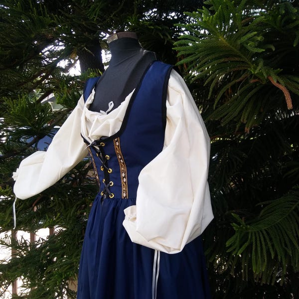 Baumwolle Renaissance Kleid Pirat Dirne Kostüm enthält Chemise Wahl der Farbe