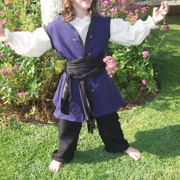 kids Renaissance costume buccaneer Pirate swashbuckler childs boys or girls choice of color