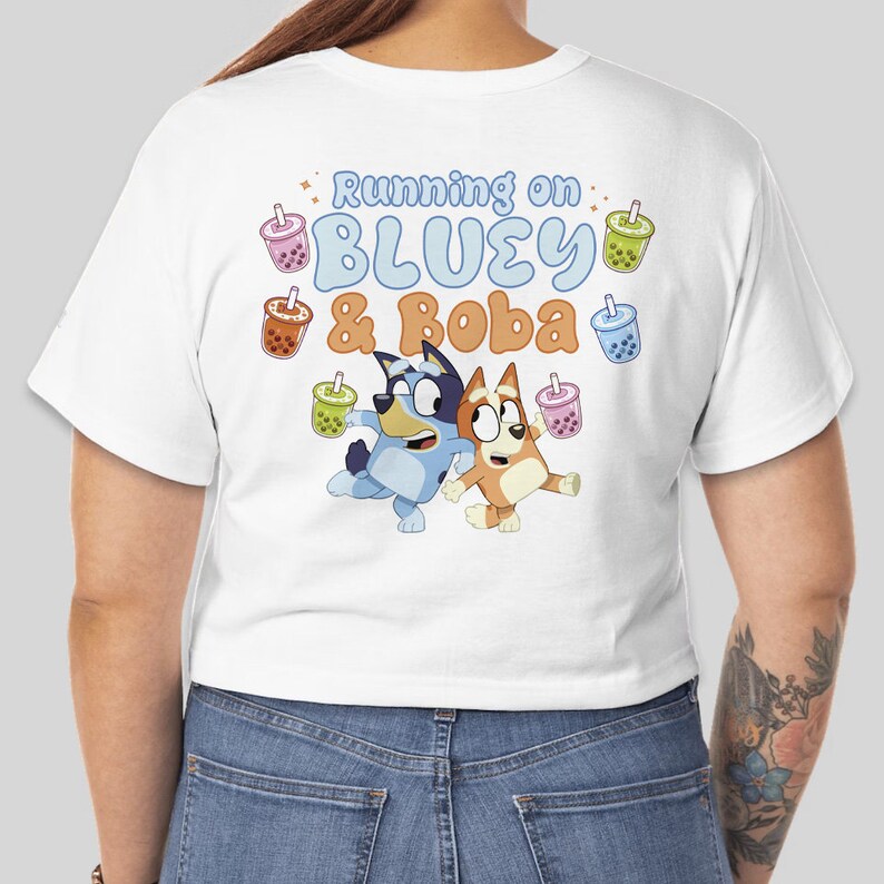 Bluey Boba Tea Tshirt Tee Bingo Square Dog Blue Cartoon PNG Download Etsy