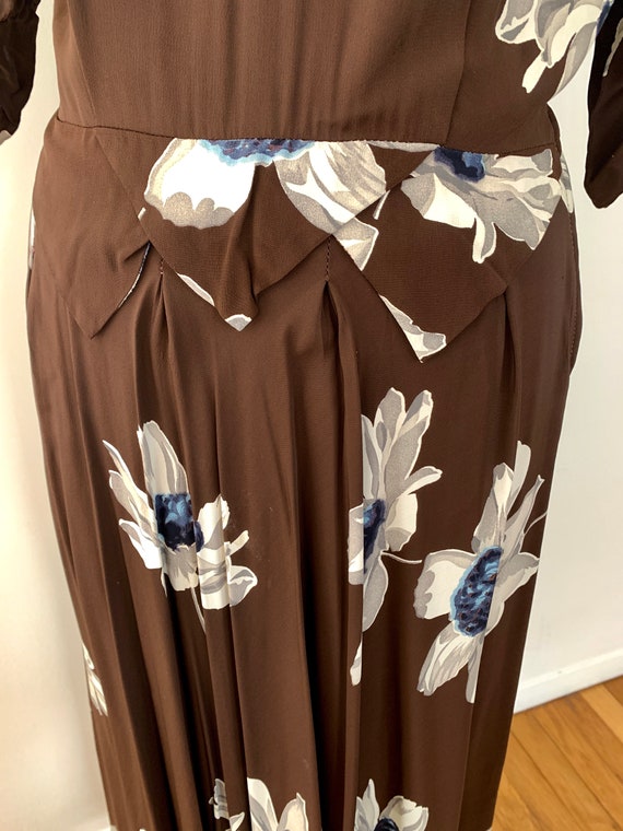 Authentic Vintage  70's Brown Floral long dress -… - image 4