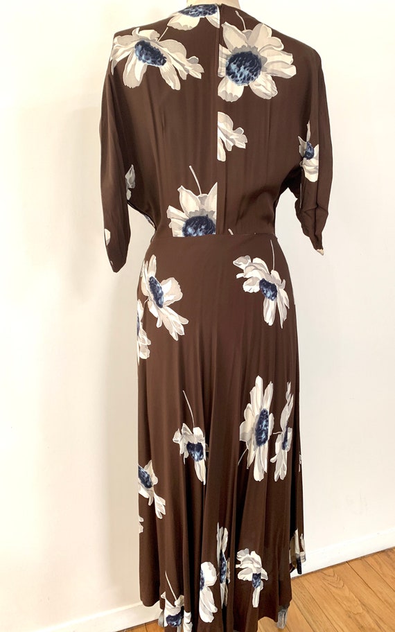 Authentic Vintage  70's Brown Floral long dress -… - image 2