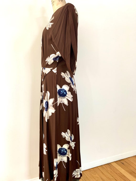 Authentic Vintage  70's Brown Floral long dress -… - image 5