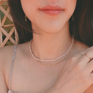 Tiny Potato Pearl Necklace - 14k Gold Filled Clasp & Extender, 2mm White Freshwater Potato Pearl, Seed Pearl