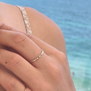 Flat Beaded Ring  - 14k Gold Filled. Thickness 1.9mm For Stacking, Layering, Tiny flat beaded Gold Filled Ring