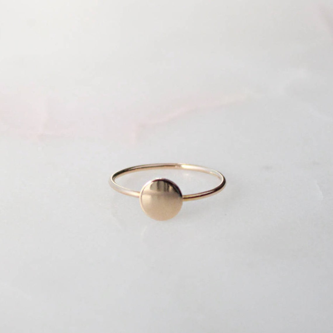 Gold Round Disc Ring 6mm Disc 1mm Ring 14K Gold Filled Etsy