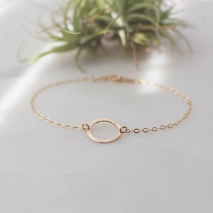 Gold Circle Link Bracelet - 14k Gold Filled, 13mm Circle(small)