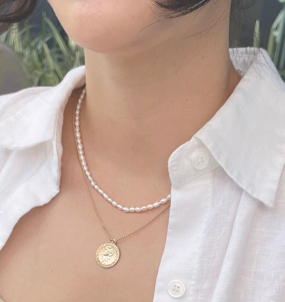 Rice Pearl Necklace - 14k Gold Filled Clasp & Extender, 3