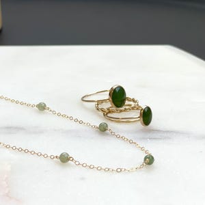 Oval Jade Ring - 14K Gold Filled, Canadian Vintage Jade(Small 6x8mm, Large 8x10mm), 1mm Gold Filled Stackable Ring