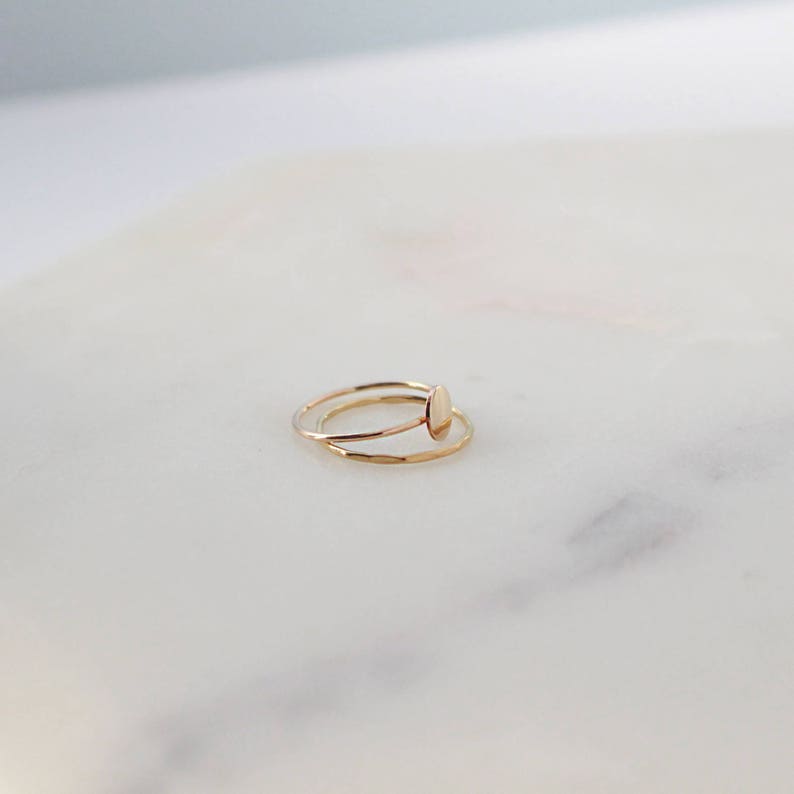 Gold Round Disc Ring 6mm Disc 1mm Ring 14K Gold Filled Etsy