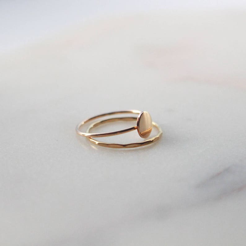Gold Round Disc Ring 6mm Disc 1mm Ring 14K Gold Filled Etsy